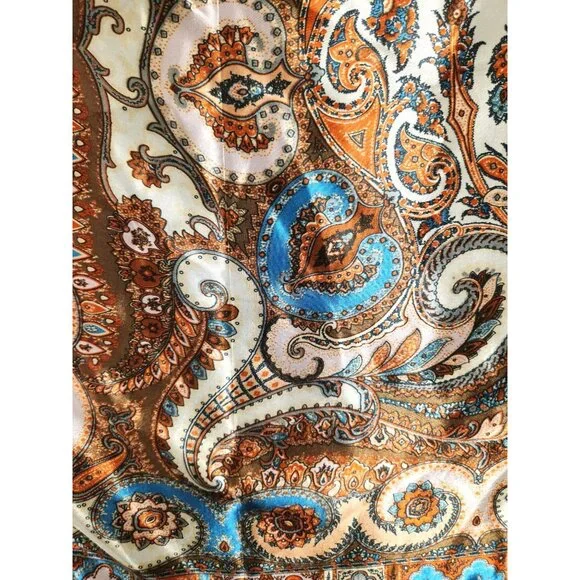 35 Inch Large Wild Rag Paisley Cowboy Scarf Silk Feel Bandana Neckerchief Oversi - Picture 6 of 8